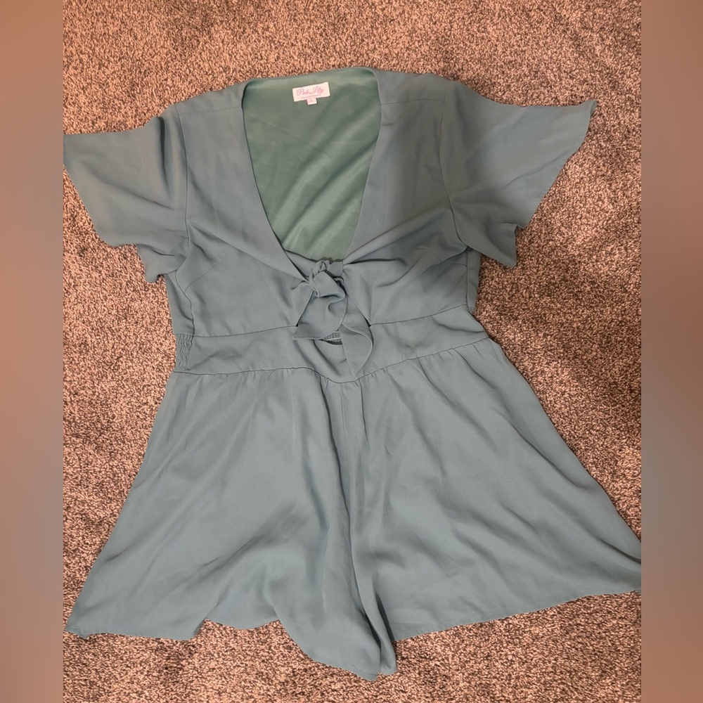 Pink Lily blue romper